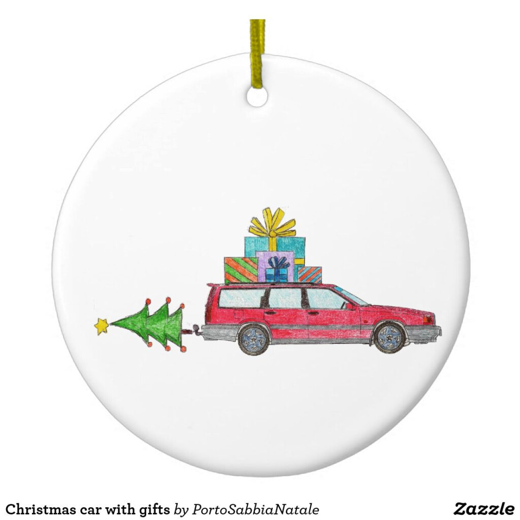 Christmas Car With Gifts Ceramic Ornament Zazzle Ceramic 