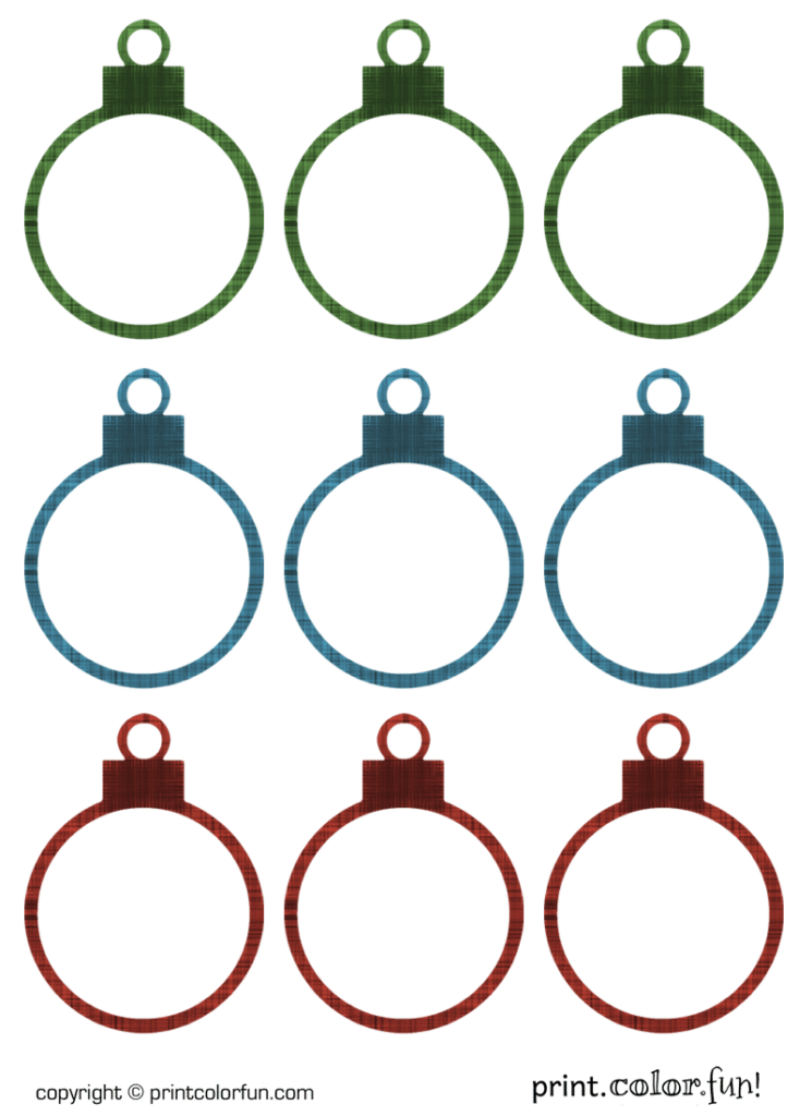 Christmas Ornament Gift Tags Print Color Fun 