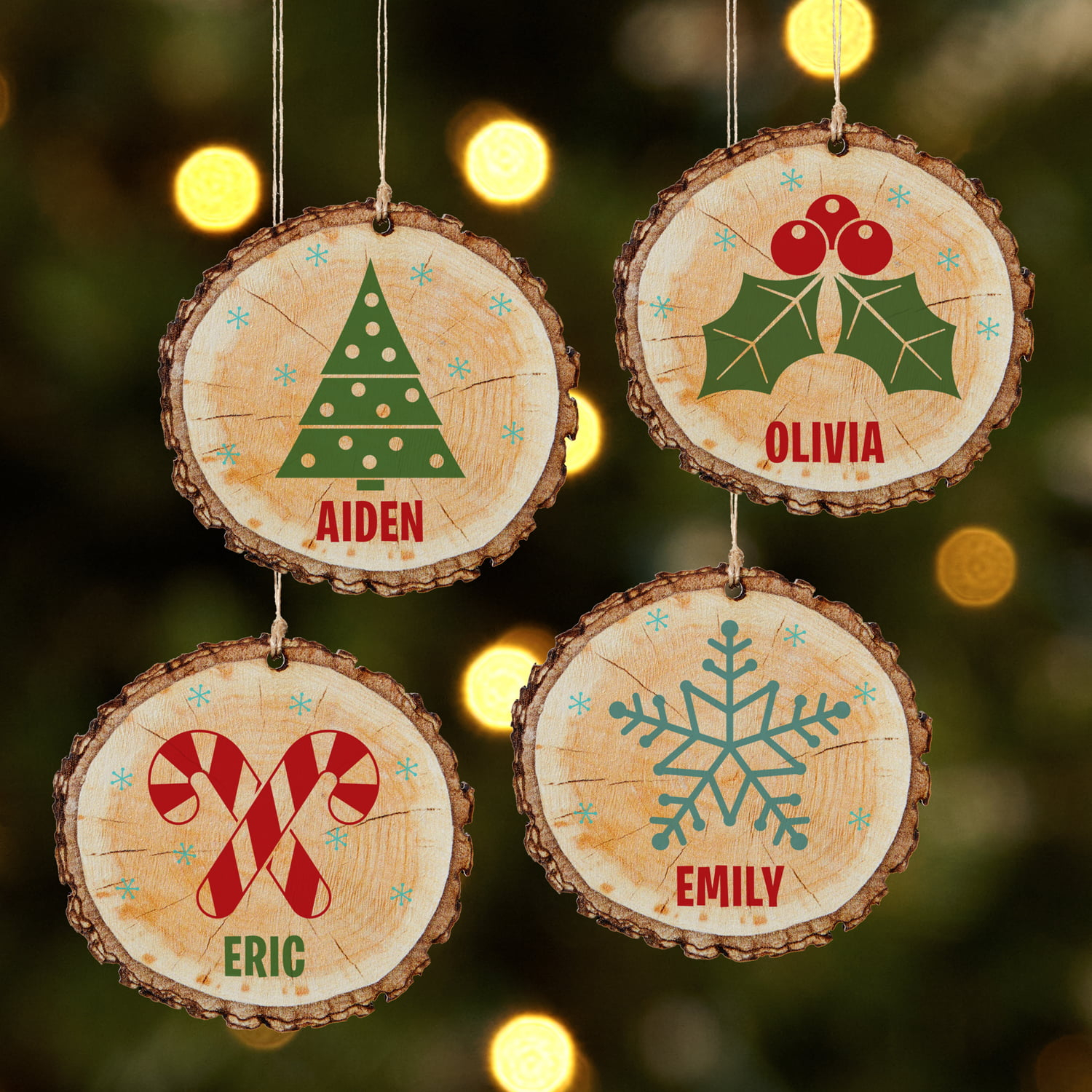 Personalized Rustic Charm Wooden Christmas Ornament Available In 4 Personalized Rustic Charm Wooden Christmas Ornament Available In 4